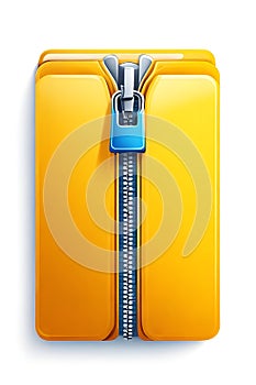 Illustration of zipped folder on isolated background