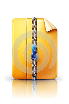 Illustration of zipped folder on isolated background