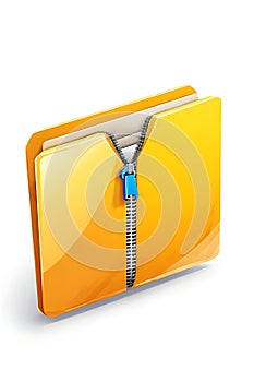 Illustration of zipped folder on isolated background