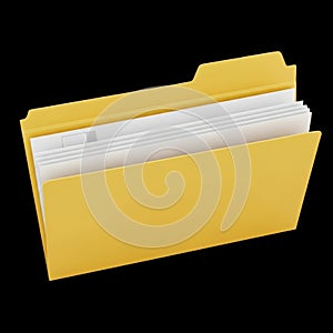 Yellow folder with papers