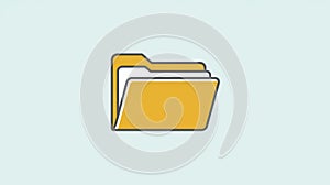 Yellow Folder With White Documents Shown on Light Blue Background