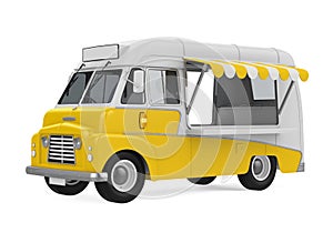 Yellow Food Truck Isolated