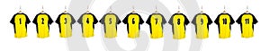 Yellow Football Shirt in a row