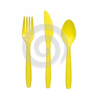 Yellow fork knife and spoon