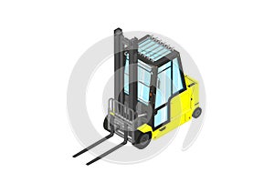 Yellow counterbalance forklift truck. photo