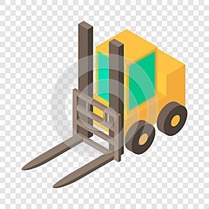 Yellow forklift icon, isometric 3d style