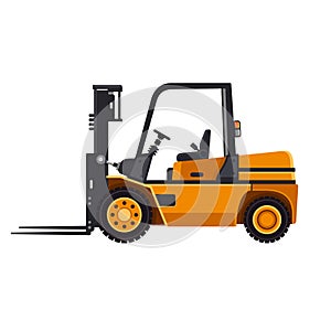 Yellow Forklift Loader Truck Isolated on White