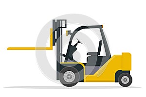 Yellow forklift to load delivery department vector illustration