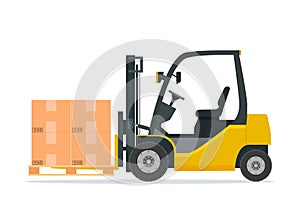 Yellow forklift truck