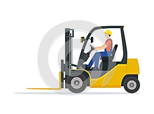 Yellow forklift truck