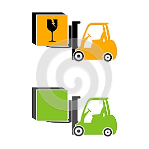 Yellow Forklift Vector Icon Logo Template Illustration Design. Vector EPS 10