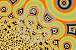 Yellow Fractal Truchet Backdrop - Quarter-Circles Generative Self-Similar Pattern - Abstract Bright Self-Contacting Background