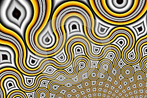 Yellow Fractal Truchet Backdrop - Quarter-Circles Generative Self-Similar Pattern - Abstract Bright Self-Contacting Background