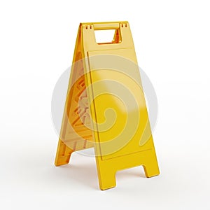 Yellow A- Frame Warning Sign with Handle on White Background caution safety