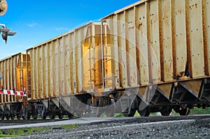 Yellow freight cars