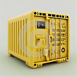 Yellow freight container. Large container for ship.