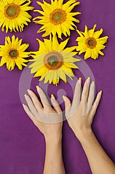 Yellow French manicure.