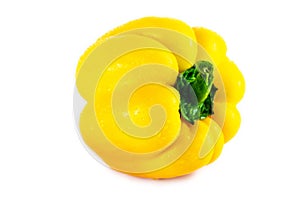 Yellow Fresh capsicum paprika isolated on white. Healthy eating concept.