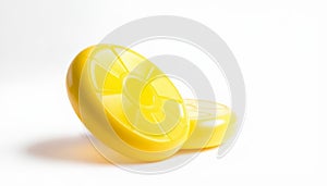 Yellow frisbee isolated on a plain white background