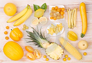 Yellow fruit and vegetables