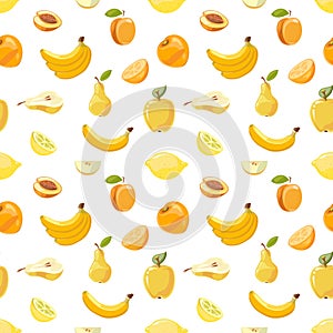 Yellow fruits seamless pattern over white background