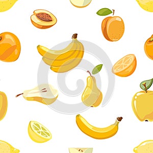 Yellow fruits seamless pattern over white background