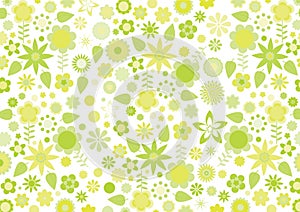 Yellow funky flowers and leaves retro pattern