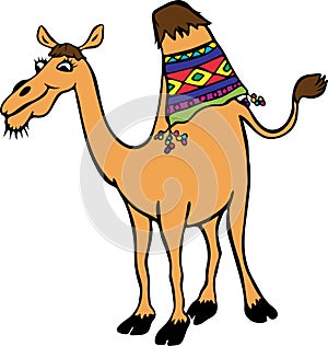 Yellow funny camel with one hump