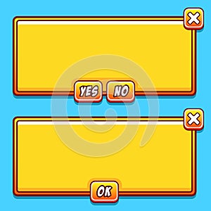 Yellow game interface panels ui buttons