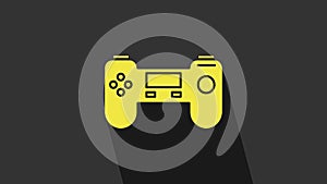 Yellow Gamepad icon isolated on grey background. Game controller. 4K Video motion graphic animation