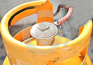 Yellow gas cylinder