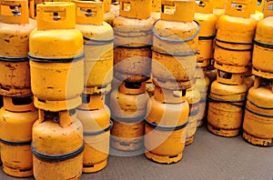 Yellow gas cylinder