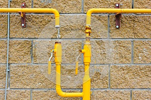 Yellow gas pipe on the wall, connected the gas to it. New house, gas is still not connected. No connection at gas pipe rupture...