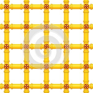 Yellow gas pipes on a white background