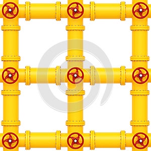 Yellow gas pipes on a white background