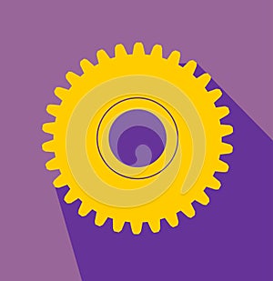 Yellow Gear flat design icon vector eps 10