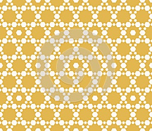Yellow geometric pattern. Vector seamless honeycomb texture. Hexagon background