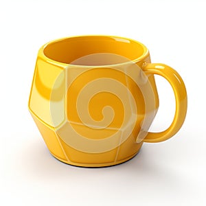 Yellow Geometric Shaped Mug With Silky Finish - 3d Model