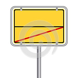 Yellow german street sign with red line