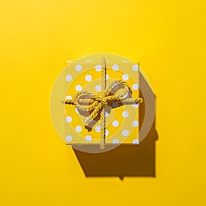 Yellow Gift Box with Polka Dots and Bow