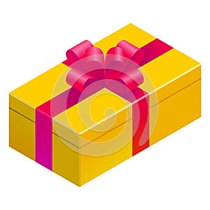 Yellow gift box red ribbon icon