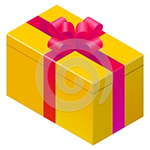 Yellow gift box red ribbon icon