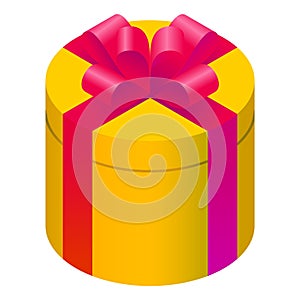 Yellow gift box red ribbon icon