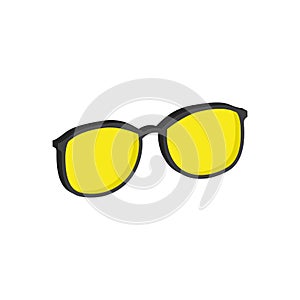 Yellow Glasses, Eyeglasses symbol. Flat Isometric Icon or Logo.