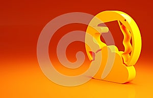 Yellow Global technology or social network icon isolated on orange background. Minimalism concept. 3d illustration 3D