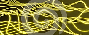 yellow glowing laser abstract organic curve lines blur background wallpaper 3d render illustration