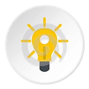 Yellow glowing light bulb icon circle