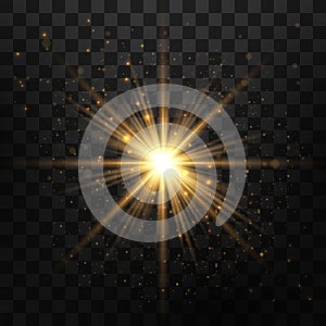 Yellow glowing light burst explosion