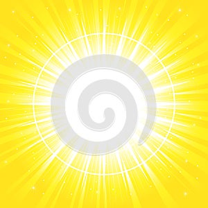 Yellow glowing light burst explosion,