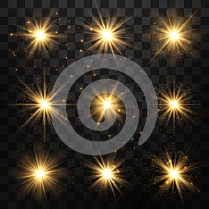 Yellow glowing light burst explosion